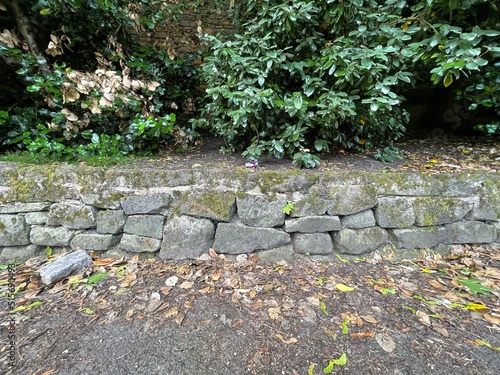 Small stone wall in a park
