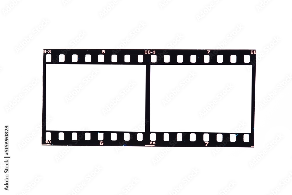 Old 35mm filmstrip or dia slide frame isolated on white background.