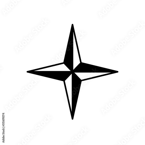 North star compass icon shape symbol. Nautical navigation 
