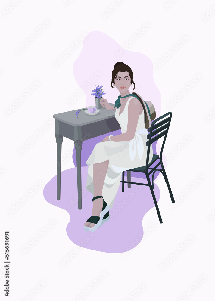 girl in a cafe at a table girl in a cafe at a table