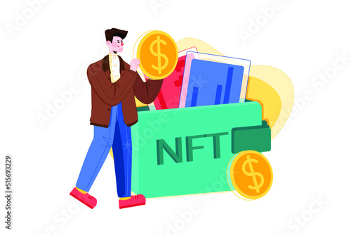 NFT flat illustration concept on white background