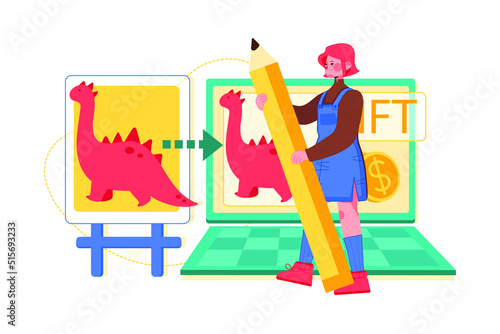 NFT flat illustration concept on white background
