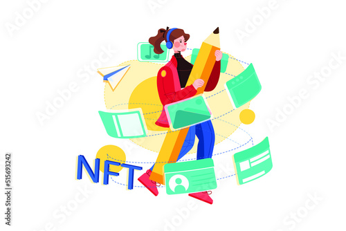 NFT flat illustration concept on white background