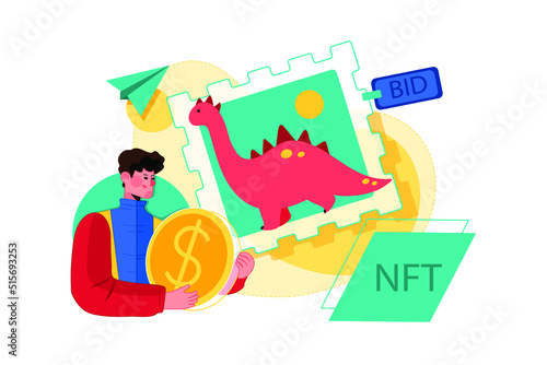 NFT flat illustration concept on white background