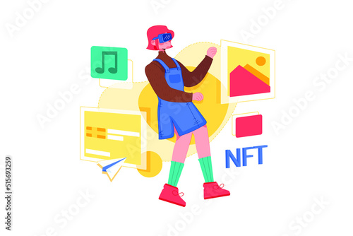 NFT flat illustration concept on white background