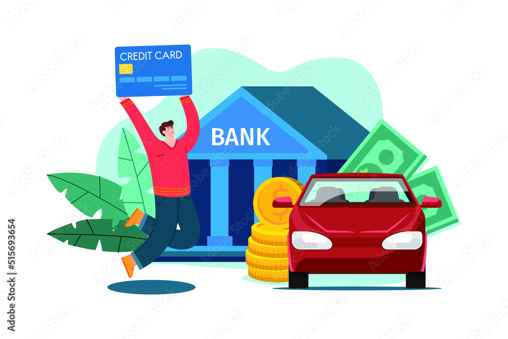 Fototapeta premium Car Dealership flat illustration concept on white background