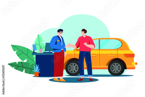 Car Dealership flat illustration concept on white background
