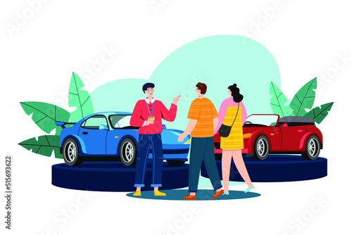 Car Dealership flat illustration concept on white background