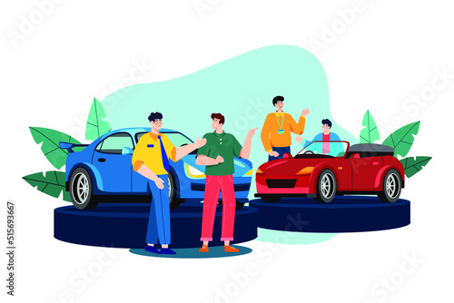 Car Dealership flat illustration concept on white background