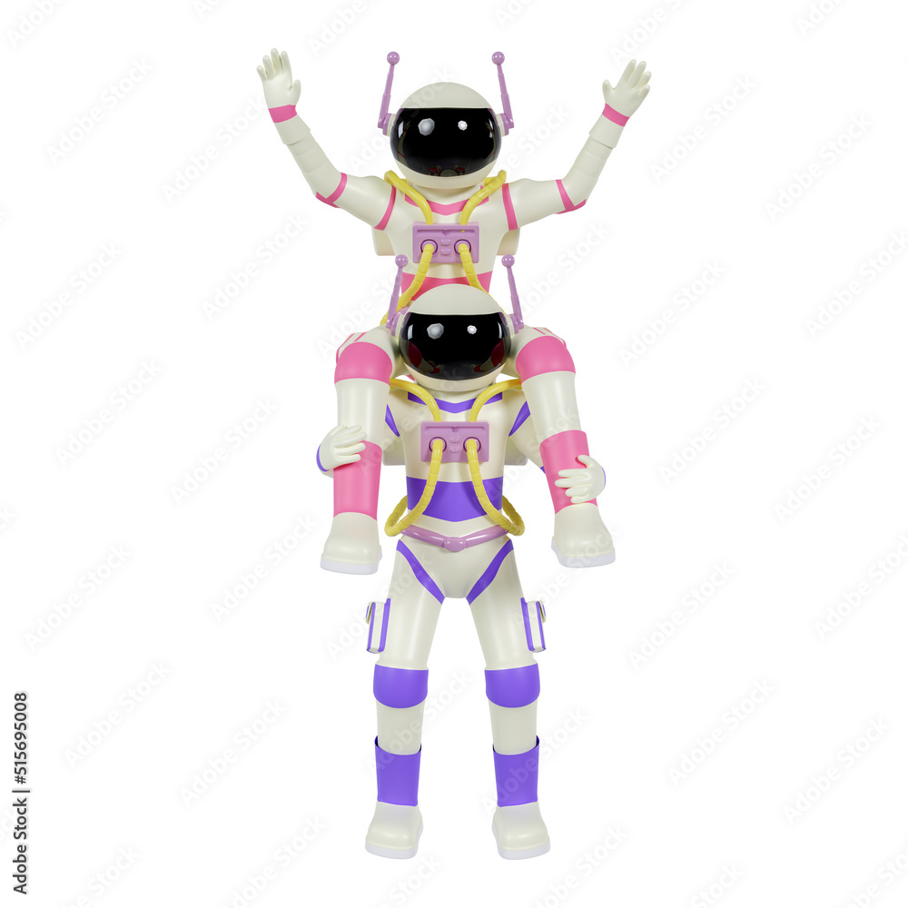 3d illustration of a happy astronaut couple. 3d rendering 3d illustration of a happy astronaut couple. 3d rendering