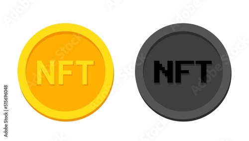 Nft icons set in golden and dark colors. New trendy nfts art for print and stickers.