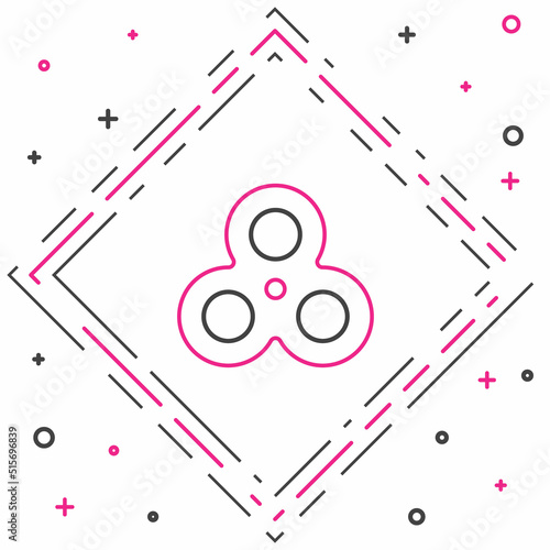 Line Fidget spinner icon isolated on white background. Stress relieving toy. Trendy hand spinner. Colorful outline concept. Vector