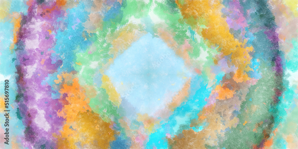Fototapeta premium Abstract flowing digital fractal patterns in a painterly style - watercolor bright acrylic paint and ink styled symmetrical space and bright abstract concept