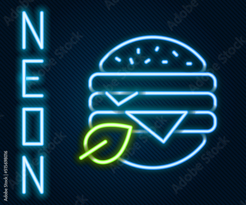 Glowing neon line Vegan food diet icon isolated on black background. Organic, bio, eco symbol. Vegan, no meat, lactose free, healthy, fresh and nonviolent food. Colorful outline concept. Vector