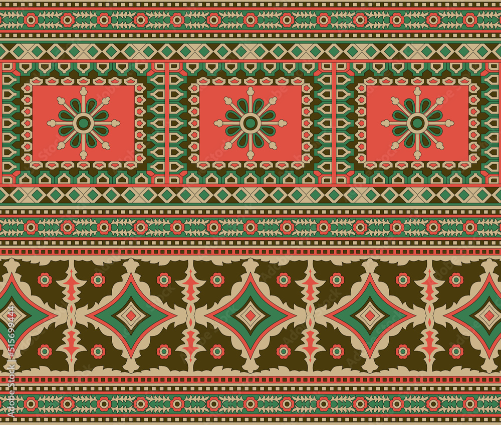 Persian carpet, tribal vector texture. Easy to edit and change 16 colors by swatch window.
