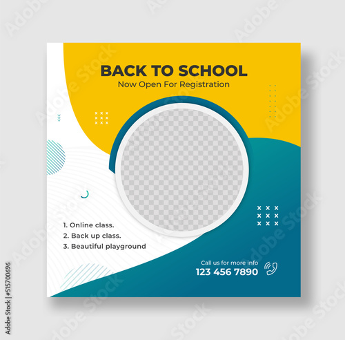 Back to social media posts and web banner templates, Kid's school education admission social media posts and web banner