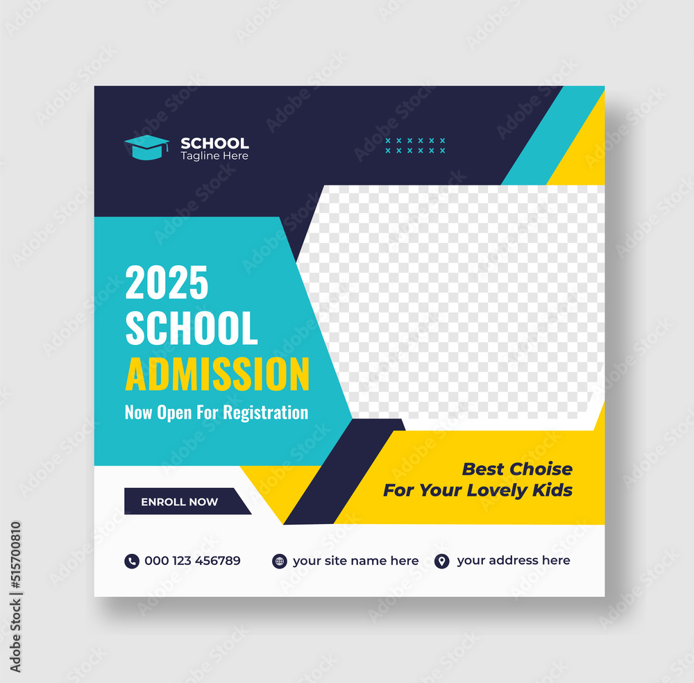School admission social media post banner design. back to school social media post banner design School admission social media post banner design. back to school social media post banner design