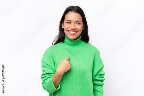 Young Colombian woman isolated on white background with surprise facial expression © luismolinero