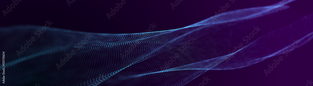 Fototapeta premium Futuristic wave. Network connection structure in cyberspace. 3D rendering.