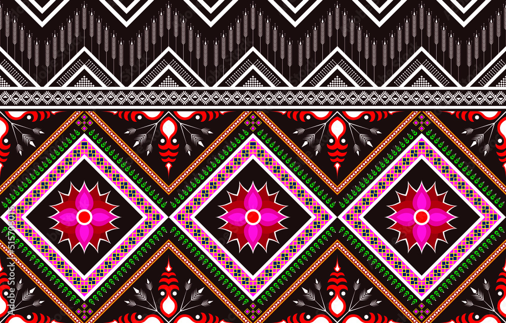 Gemetric ethnic oriental ikat pattern traditional Design for background,carpet,wallpaper,clothing,wrapping,batic,vector,colorfull