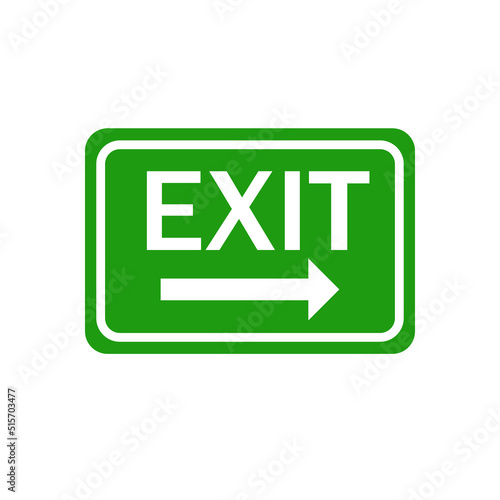Green exit sign with arrow, -  vector icon