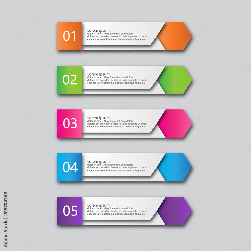 Infographics template 5 options with rectangle banner, can be used for workflow layout, diagram, website, corporate report, advertising, marketing. vector illustration. Infographics template 5 options with rectangle banner, can be used for workflow layout, diagram, website, corporate report, advertising, marketing. vector illustration.