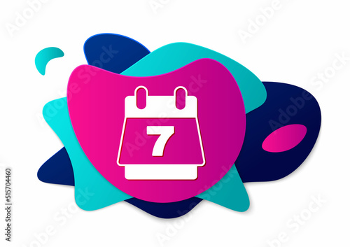 Color Hotel booking calendar icon isolated on white background. Abstract banner with liquid shapes. Vector