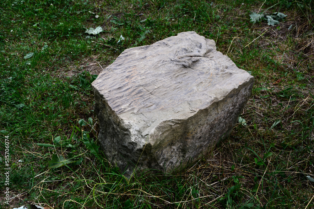 Big stone against the background of grass. Big stone against the background of grass.
