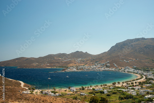 View over Livadi bay on Serifos island in Greece