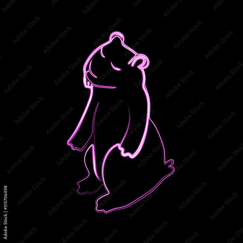 Vector illustration of groundhog with neon effect.