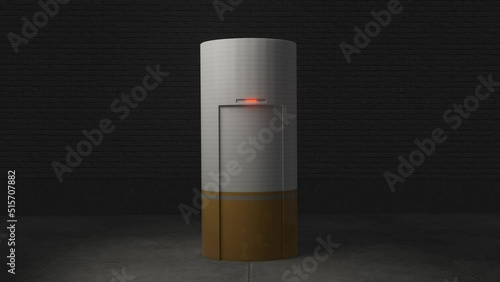 Man walks into a cigarette looking smoking cabin, 3D animation in 4K UHD