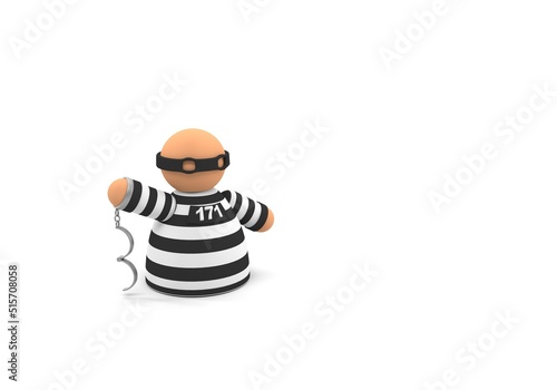 character representing prisoner, with handcuffs (3d illustration)