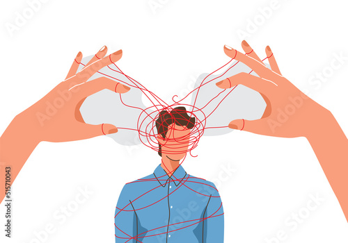 Mind manipulate concept vector illustration with puppet master hands