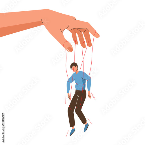 Manipulator concept vector illustration. Puppet master hand manipulate