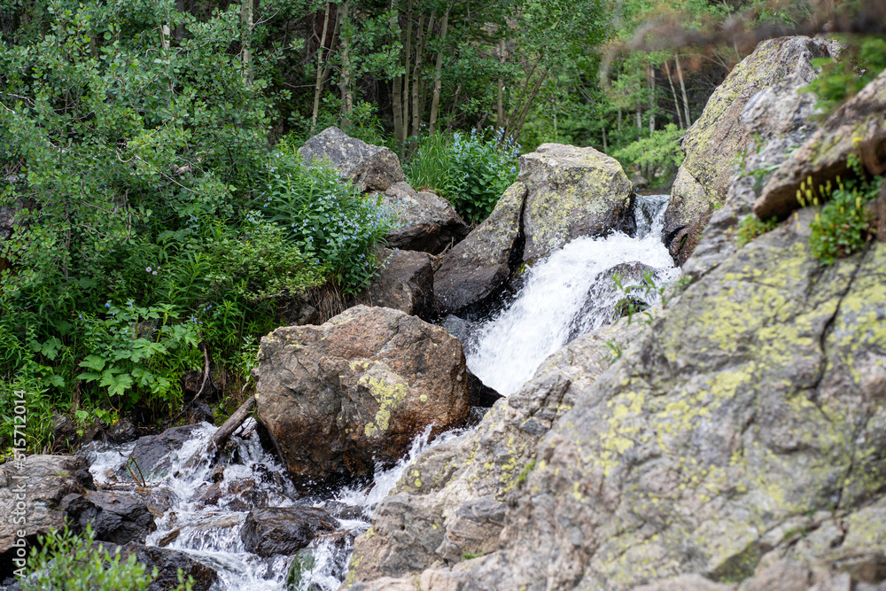 Clear water running in the mountain river at Rocky Mountain National Park in Colorado
Clear water running in the mountain river at Rocky Mountain National Park in Colorado