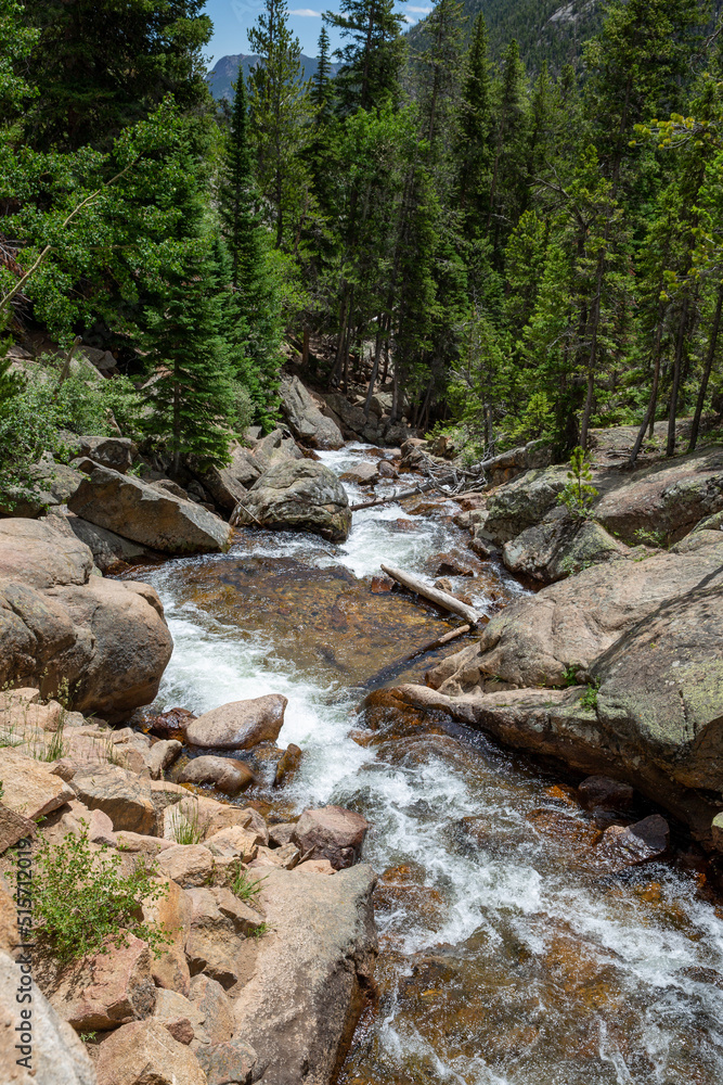 Clear water running in the mountain river at Rocky Mountain National Park in Colorado
Clear water running in the mountain river at Rocky Mountain National Park in Colorado