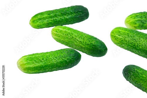 green cucumbers on a white background. ripe gherkins on a table. fresh vegetables on a light texture. the concept of growing cucumbers