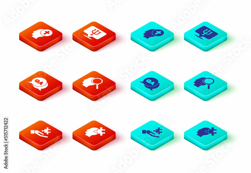 Set Solution to the problem, Question and Answer, Finding, Psychology, Psi and Man graves funeral sorrow icon. Vector