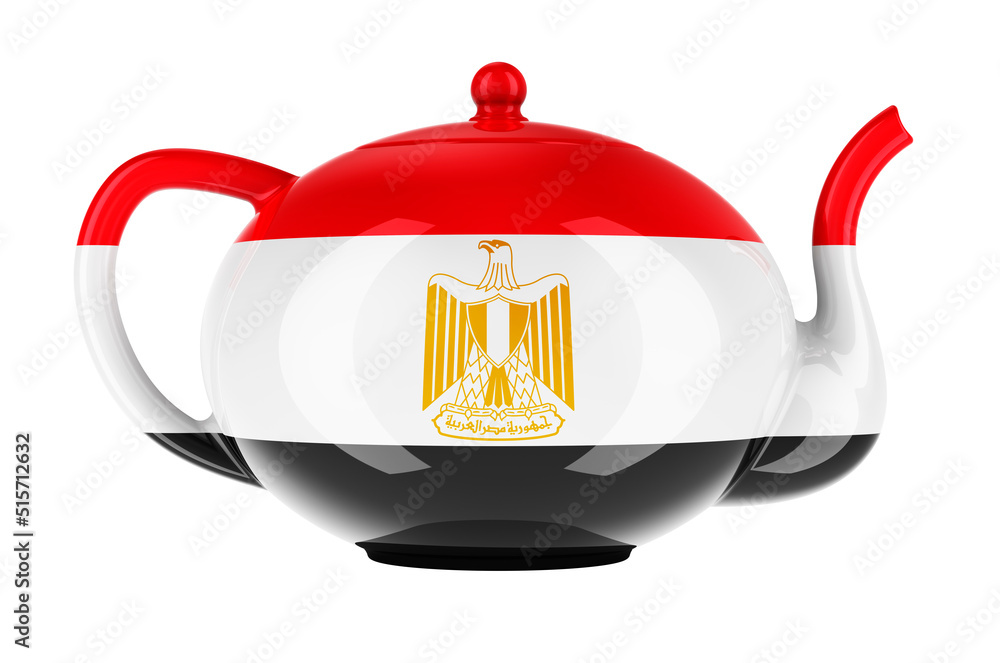 Obraz premium Teapot with Egyptian flag, 3D rendering