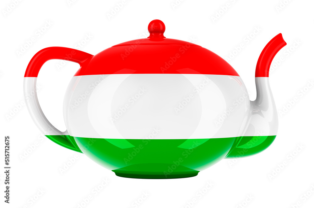 Teapot with Hungarian flag, 3D rendering Teapot with Hungarian flag, 3D rendering