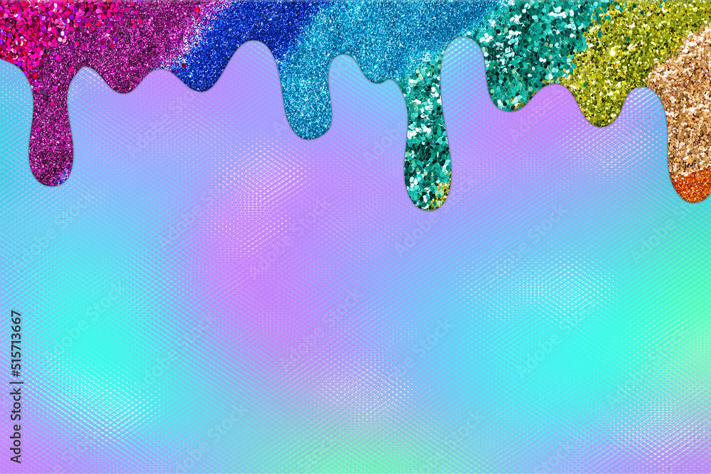 Rainbow dripping glitter background, Dripping Glitter Background Stock