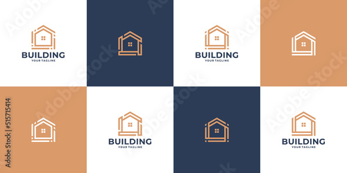 set of creative home line logo design.