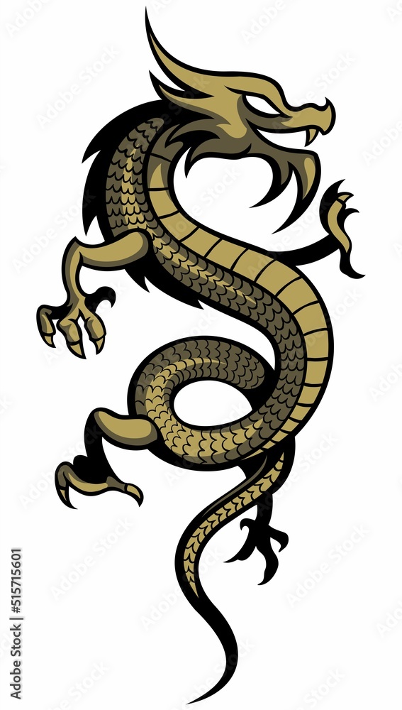 Obraz premium Chinese dragon image, isolated on white background.