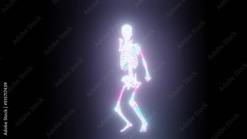 Dancing neon skeleton. Abstract 3d animation. Dancing neon skeleton. Abstract 3d animation.