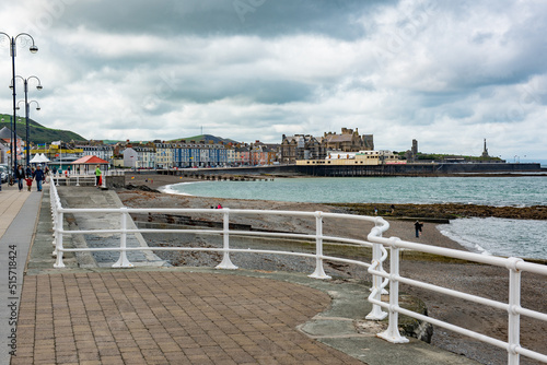 View of the ocean front in Aberystwyth, Wales, UK. photo