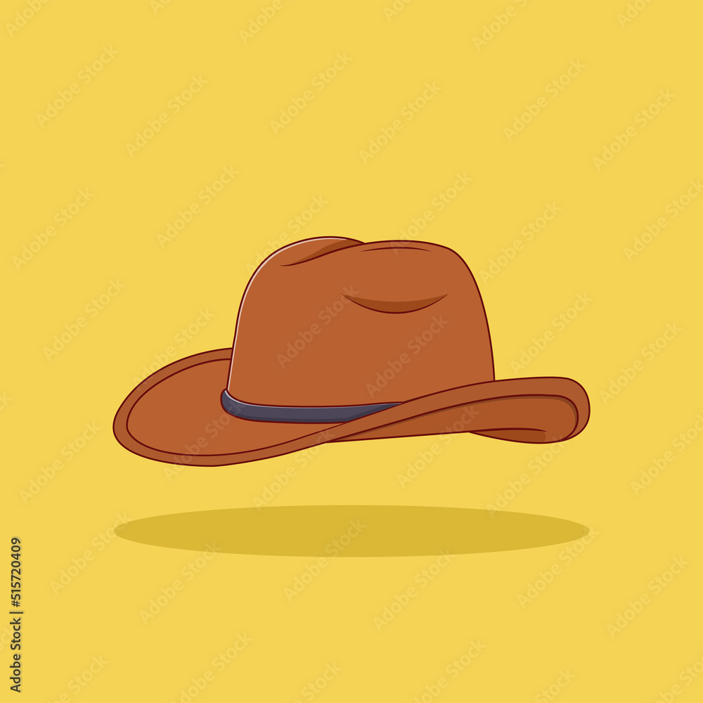 Cowboy Hat Vector Icon Illustration with Outline for Design Element, Clip Art, Web, Landing page, Sticker, Banner. Flat Cartoon Style Cowboy Hat Vector Icon Illustration with Outline for Design Element, Clip Art, Web, Landing page, Sticker, Banner. Flat Cartoon Style