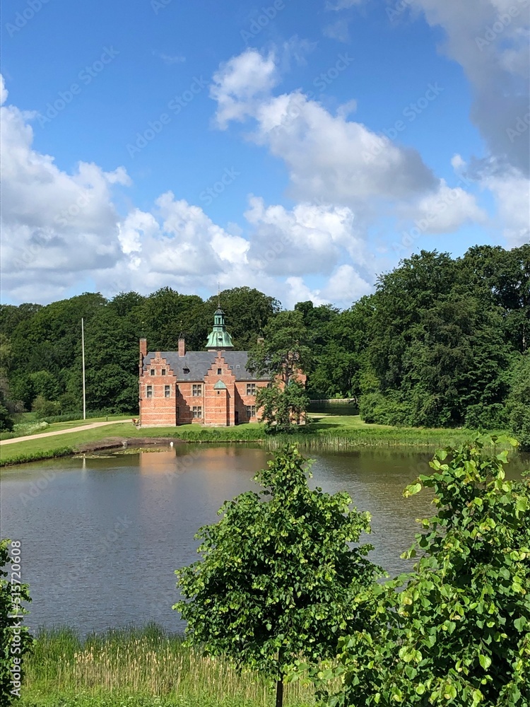 castle on the river in summer