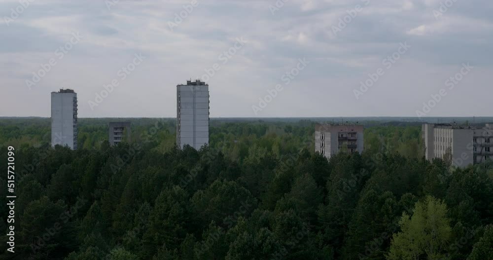 Prypiat city summer landscape view Prypiat city summer landscape view