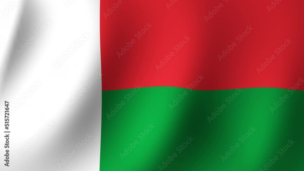Flag of Madagascar Fluttering in the Wind. Seamless Animation 3D Flag of Madagascar Fluttering in the Wind. Seamless Animation 3D