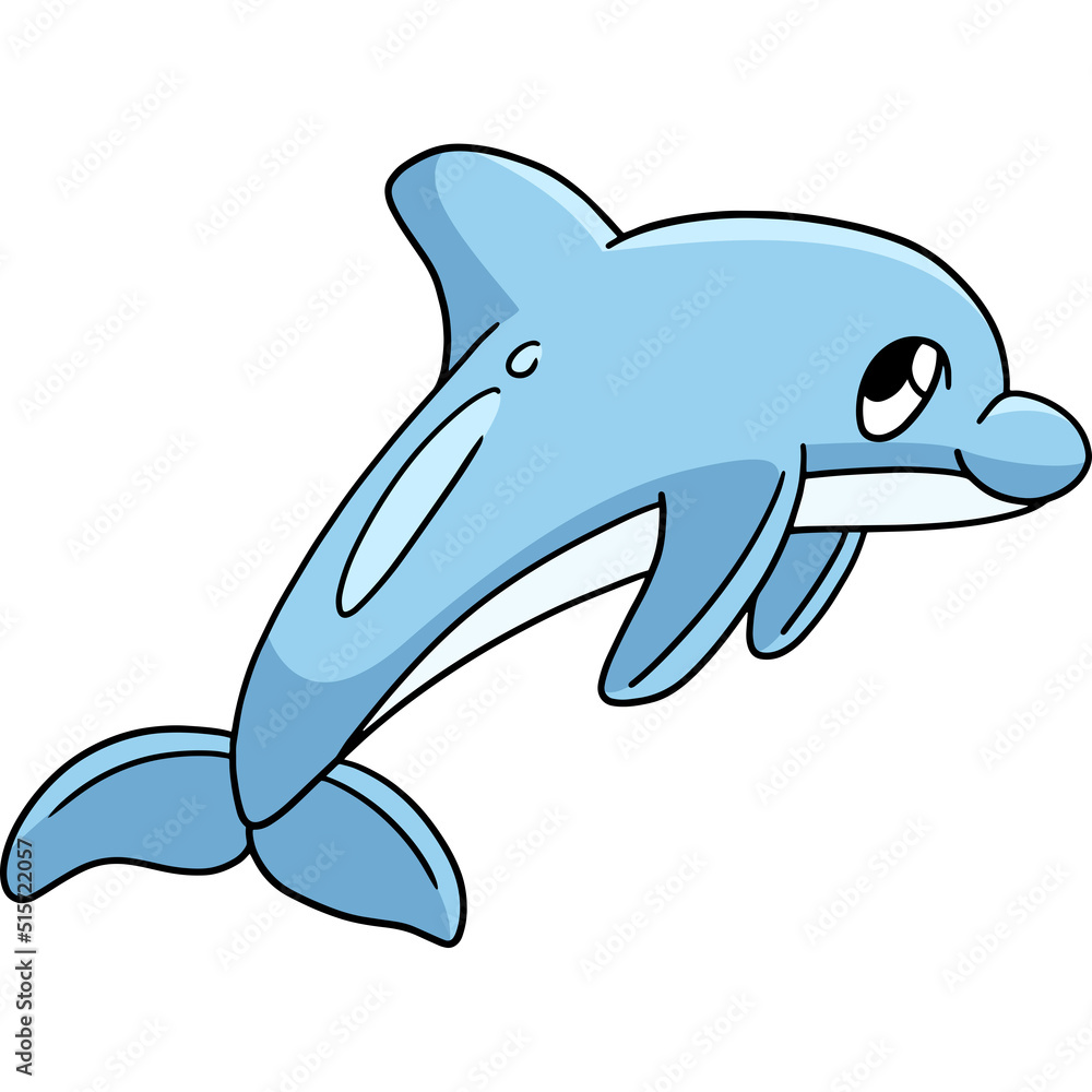 Dolphin Cartoon Colored Clipart Illustration Stock Vector | Adobe Stock